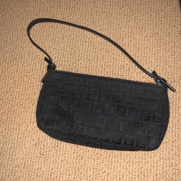 Fendi Black Monogram Clutch Mini Purse 